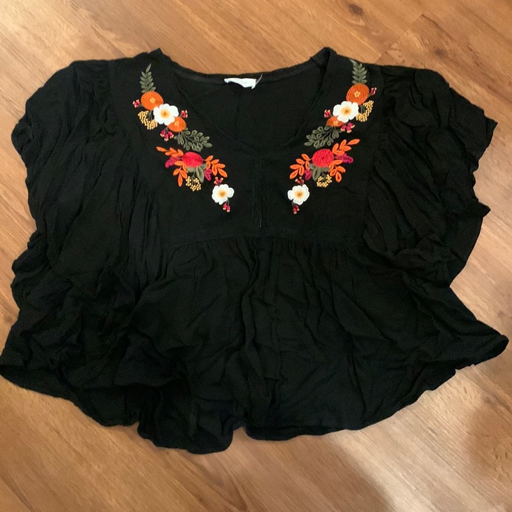 Black embroidery top